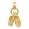 10K Yellow Gold 3D Moveable Baby Shoes Charm