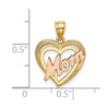 10k Two-tone Gold MOM Heart Charm