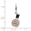 Amore La Vita Sterling Silver Rhodium-plated Polished 3-D Enameled Nail Polish Bottle Charm with Fancy Lobster Clasp