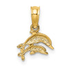 10K Yellow Gold 2-D Mini Double Dolphins Swimming Charm