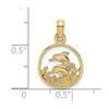 10K Yellow Gold Two Dolphins in Circle Charm