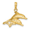 10K Yellow Gold 2-D Polished /Engraved Dolphins Charm