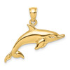 10K Yellow Gold 2-D and Polished Swimming Dolphin Charm