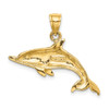 10K Yellow Gold 2-D and Polished Swimming Dolphin Charm