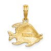 10K Yellow Gold Polished Textured Fish Charm