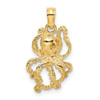 10K Yellow Gold 2-D Textured Octopus Charm