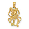 10K Yellow Gold 2-D Textured Octopus Charm