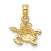 10K Yellow Gold Textured and Enameled Sea Turtle Charm