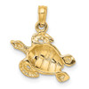 10K Yellow Gold Textured Sea Turtle Charm