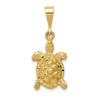 10K Yellow Gold Solid Polished Open-Backed Sea Turtle Charm