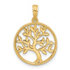 14K Yellow Gold Polished Circle with Tree Charm