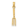 10K Yellow Gold 3-D Fork Garden Tool Charm