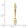 10K Yellow Gold 3-D and Polished Table Fork Charm