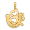 14K Yellow Gold Polished and Satin Horseshoe and Clover Charm