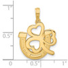 14K Yellow Gold Polished and Satin Horseshoe and Clover Charm