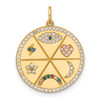 10K Yellow Gold Polished Colorful CZ Good Luck Medallion Charm