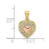 10k Yellow and Rose Gold Polished Heart On Woven Heart Charm