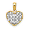 10K Yellow Gold w/Rhodium-plating Diamond-cut Heart Charm