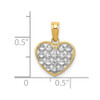 10K Yellow Gold w/Rhodium-plating Diamond-cut Heart Charm