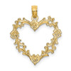 10K Yellow Gold Cut-Out Floral Heart Charm