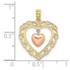 10k Yellow and Rose Gold Polished Dangling Heart In Heart Charm