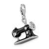 Amore La Vita Sterling Silver Rhodium-plated Polished 3-D Enameled Sewing Machine Charm with Fancy Lobster Clasp
