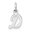 14k White Gold Small Script Letter D Initial Charm