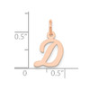 14k Rose Gold Small Script Letter D Initial Charm