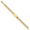 8" 14k Yellow Gold Medical Soft Diamond-Shape Red Enamel Curb ID Bracelet with Free Engraving