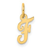 14K Yellow Gold Small Script Letter F Initial Charm