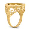 14k Yellow Gold Ladies Diamond-cut & Twisted Wire Scroll Design 16.5mm Coin Bezel Ring