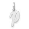 14k White Gold Small Script Letter P Initial Charm