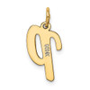 10K Yellow Gold Medium Script Letter P Initial Charm