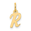 14K Yellow Gold Small Script Letter R Initial Charm