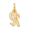 14K Yellow Gold Small Script Letter R Initial Charm