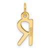 14K Yellow Gold Slanted Block Letter R Initial Charm