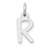 10k White Gold Small Slanted Block Initial R Charm