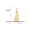 14K Yellow Gold Small Script Letter S Initial Charm