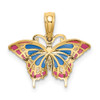 10K Yellow Gold Small Enameled Blue and Red Butterfly Charm