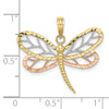 10k Tri-Color Gold Dragonfly w/Beaded Diamond-cut Wings Charm