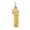 10K Yellow Gold Casted Medium Diamond-cut Number 1 Charm