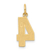 10K Yellow Gold Casted Medium Diamond-cut Number 4 Charm