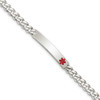 7.5" Sterling Silver Polished Medical Curb Link ID Bracelet XSM167-7.5 with Free Engraving