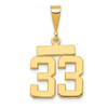 10K Yellow Gold Casted Small Polished Number 33 Charm