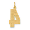 10K Yellow Gold Casted Large Diamond-cut Number 4 Charm