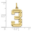 10K Yellow Gold Casted Large Diamond-cut Number 3 Charm