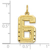 10K Yellow Gold Casted Large Diamond-cut Number 6 Charm