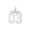 Sterling Silver Medium Polished Number 3 W/Top Charm