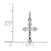 14k White Gold Polished Diamond-cut Small Budded Cross Charm