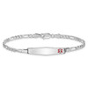7" Sterling Silver Rhodium-plated Medical ID Figaro Link Bracelet XSM19-7 with Free Engraving